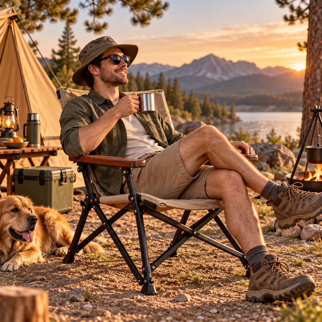ravqezin™ Canvas Camp Chair with Wood Arms image 4