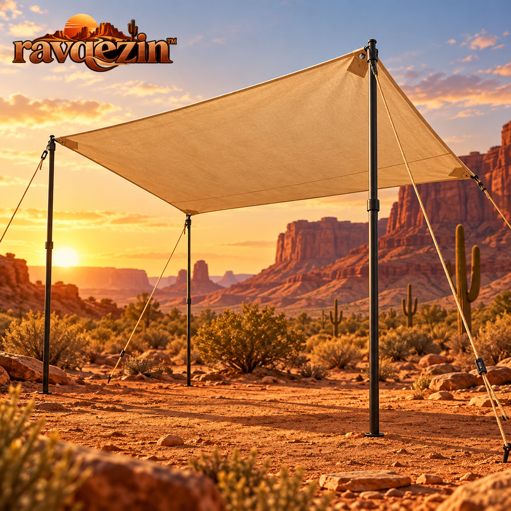 ravqezin™ Canvas Shade Awning with Poles image 1
