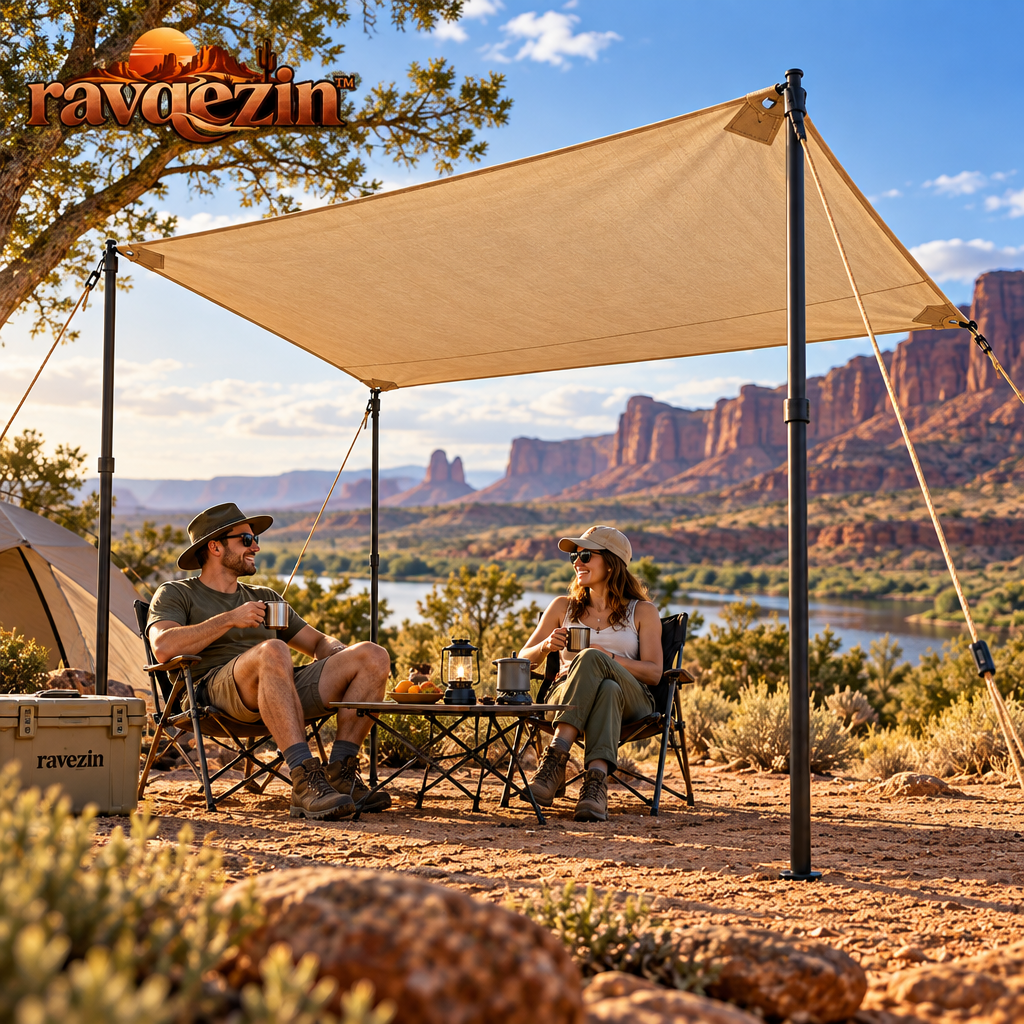 ravqezin™ Canvas Shade Awning with Poles image 2