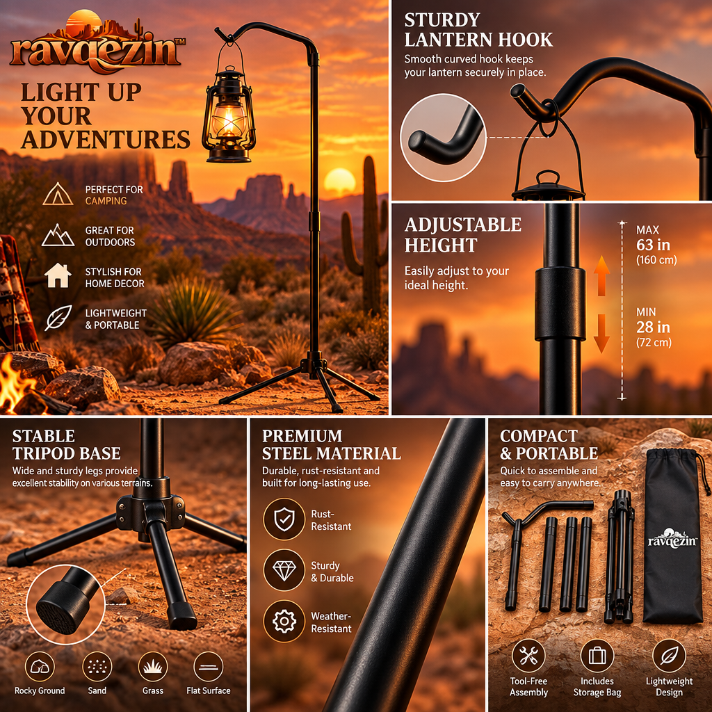 ravqezin™ Portable Camp Lantern Stand image 3