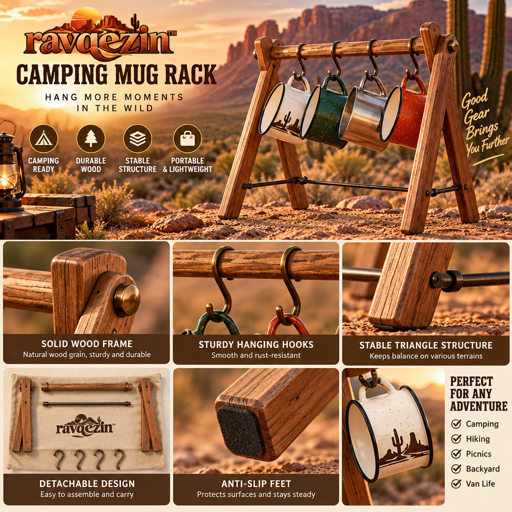 ravqezin™ Portable Camp Mug Rack image 4